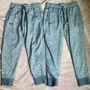 Lot of 2 Under Armour Heather Gray Jogger Sweatpants Elastic Cuffs YXL